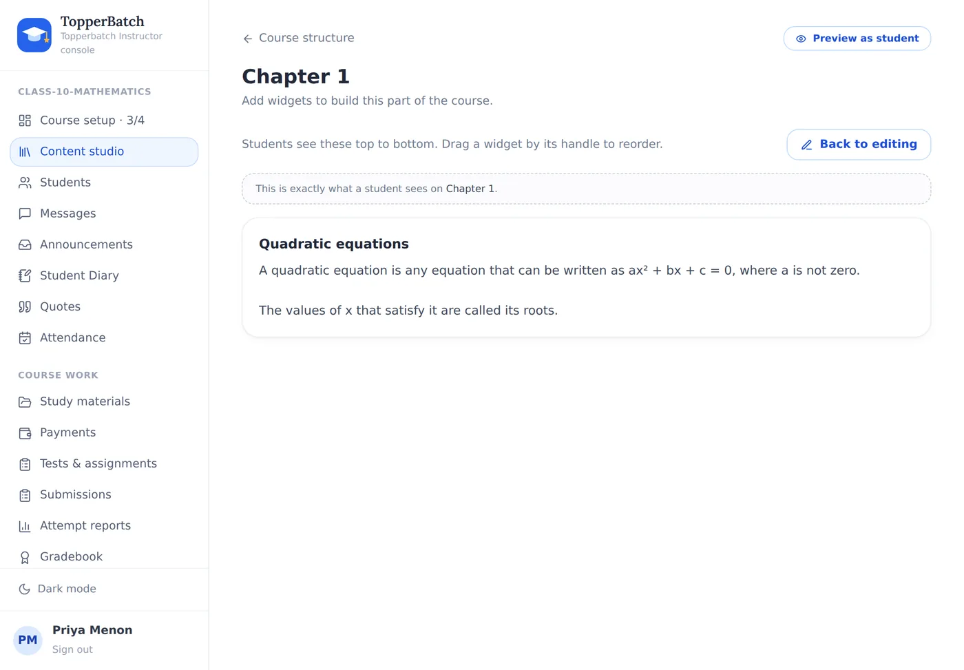 Preview mode. This is the student view, not a mock-up of it.